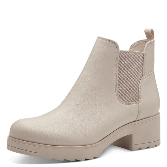 Marco Tozzi 25806 CREAM Chunky Sole Chelsea Boot with Zip