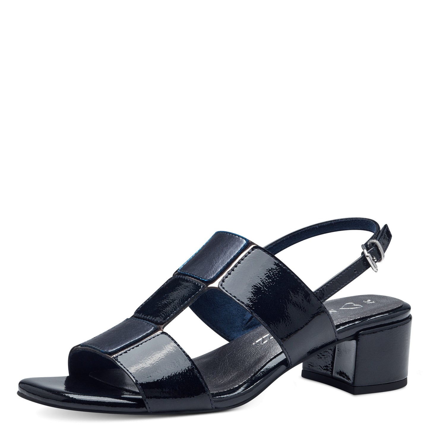 Marco Tozzi 28204 NAVY Patent Block Heel Dress Sandal 28204-825