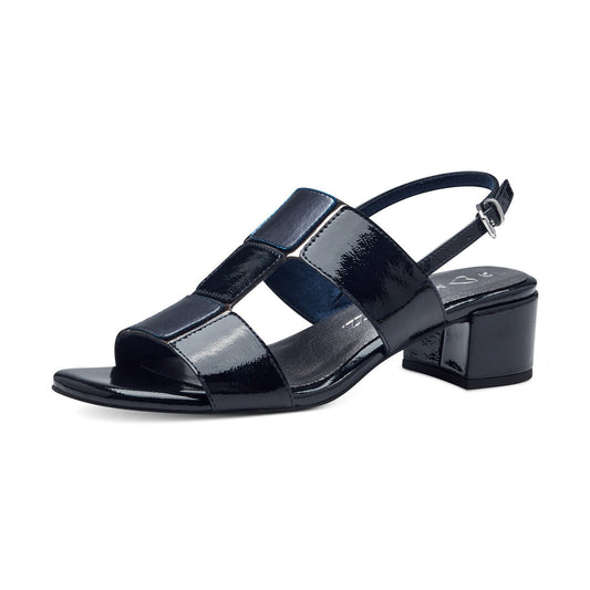 Marco Tozzi 28204 NAVY Patent Block Heel Dress Sandal 28204-825
