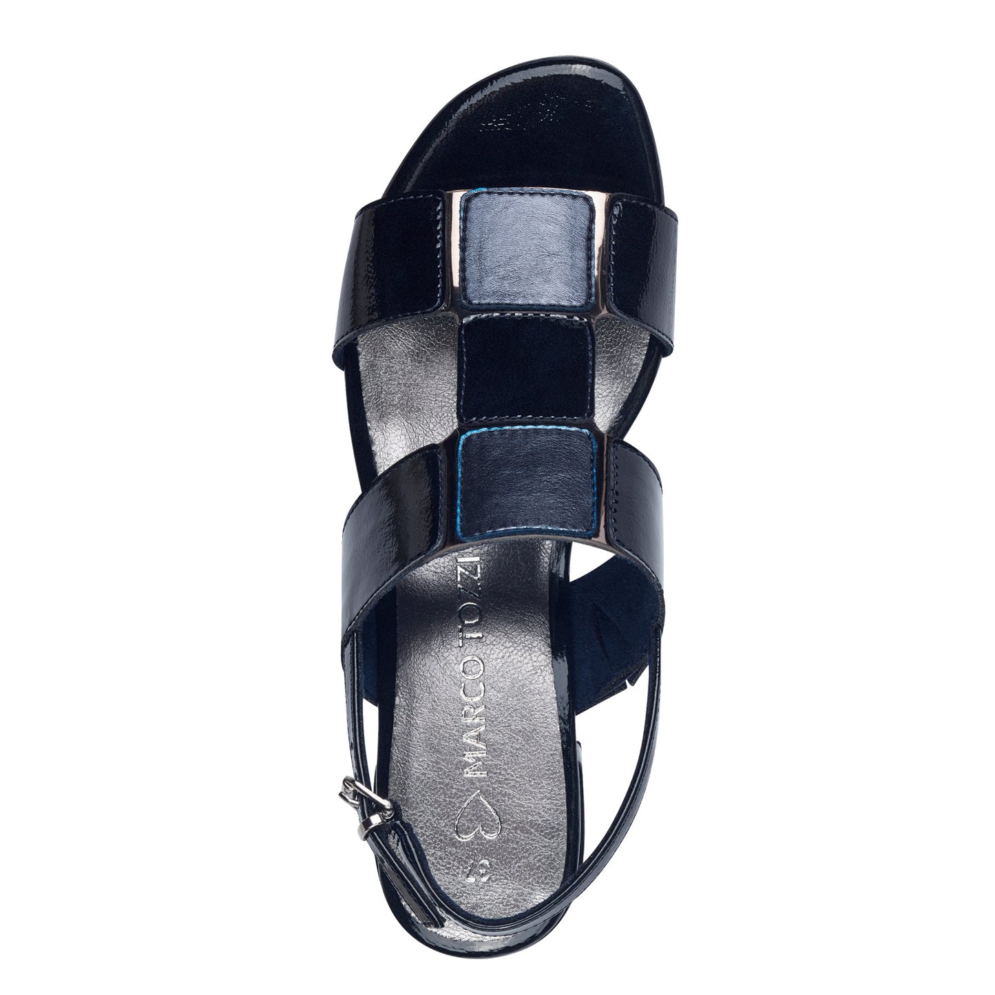 Marco Tozzi 28204 NAVY Patent Block Heel Dress Sandal 28204-825