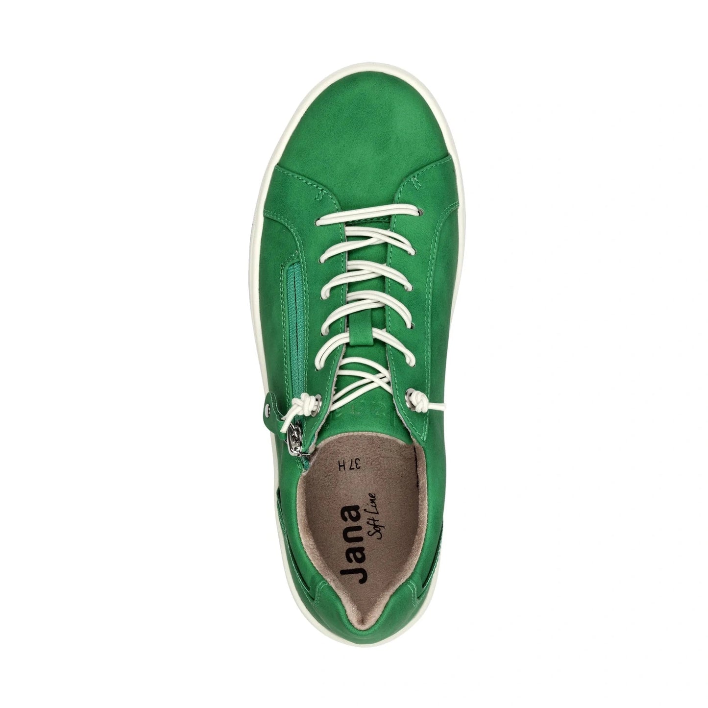 Jana 23660 GREEN Wide Fit Trainer Style Shoe With Elasticated Laces and Zip