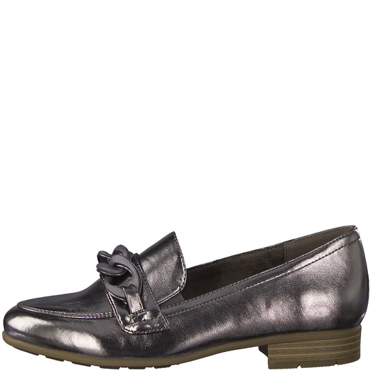 Jana Loafer style shoe in wide fitting PEWTER 24260-018