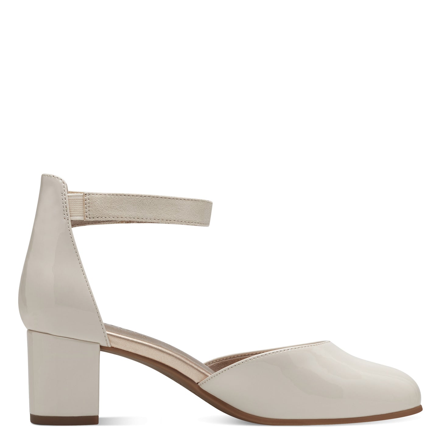 Jana 24476 BEIGE PAT Block Heel Bar Shoe 24476-409