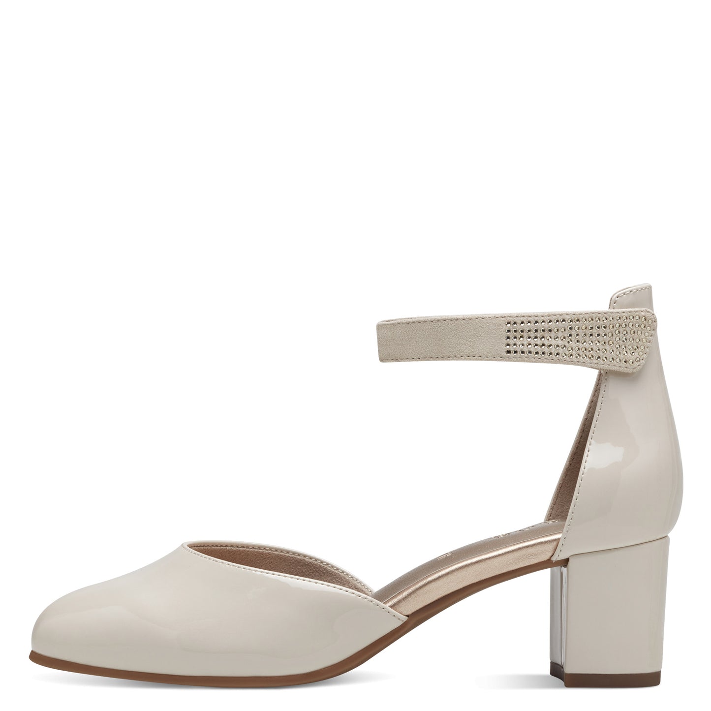 Jana 24476 BEIGE PAT Block Heel Bar Shoe 24476-409