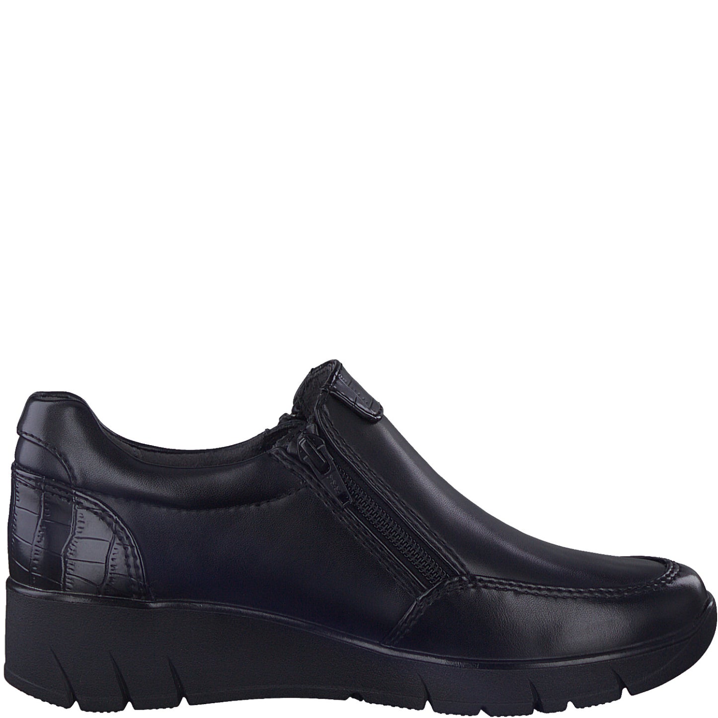 Jana Casual shoe with duel zips 24663-055 BLACK