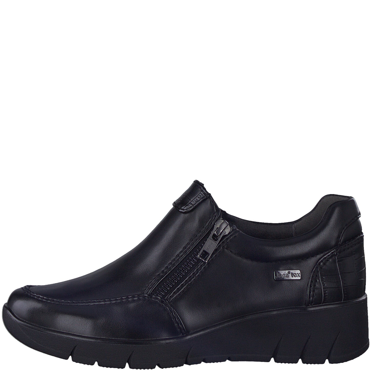 Jana Casual shoe with duel zips 24663-055 BLACK