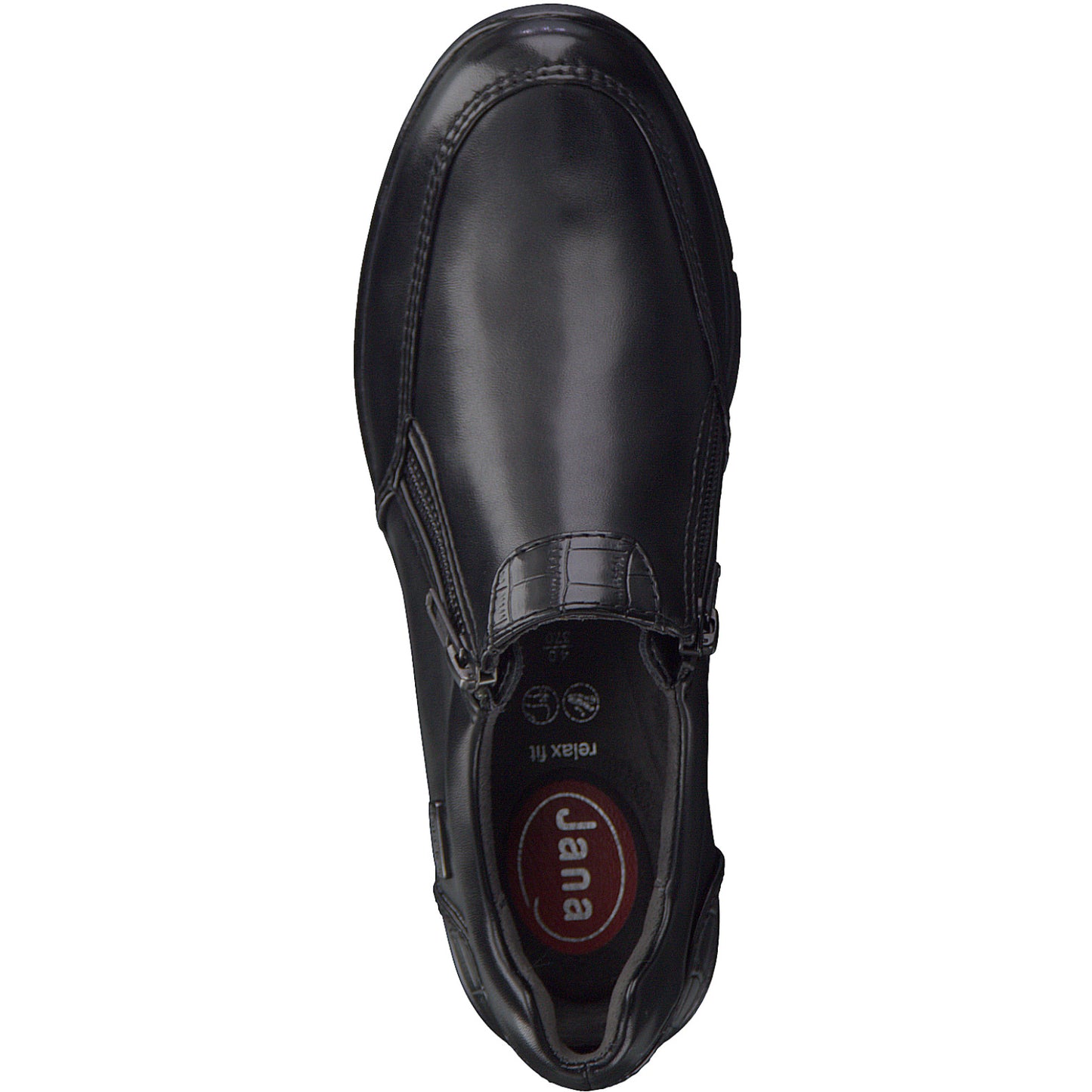 Jana Casual shoe with duel zips 24663-055 BLACK