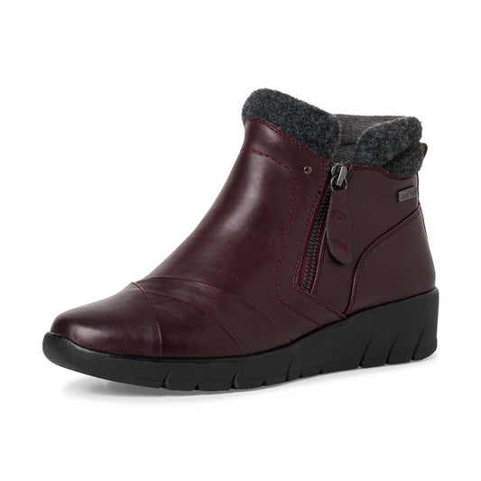 Jana Wedge Ankle Boot with zip 26461 MERLOT