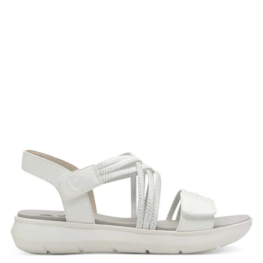 Jana 28766-42 WHITE/SILVER Touch Fastening Adjustable wide Fit Sandal