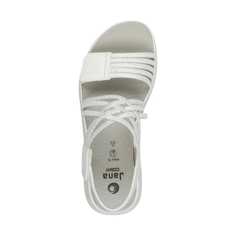 Jana 28766-42 WHITE/SILVER Touch Fastening Adjustable wide Fit Sandal
