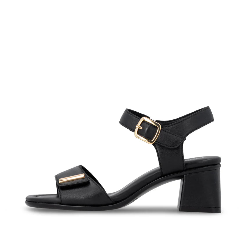 Remonte D1k54 BLACK Leather Smart Adjustable Low Heel Sandal D1K54-00