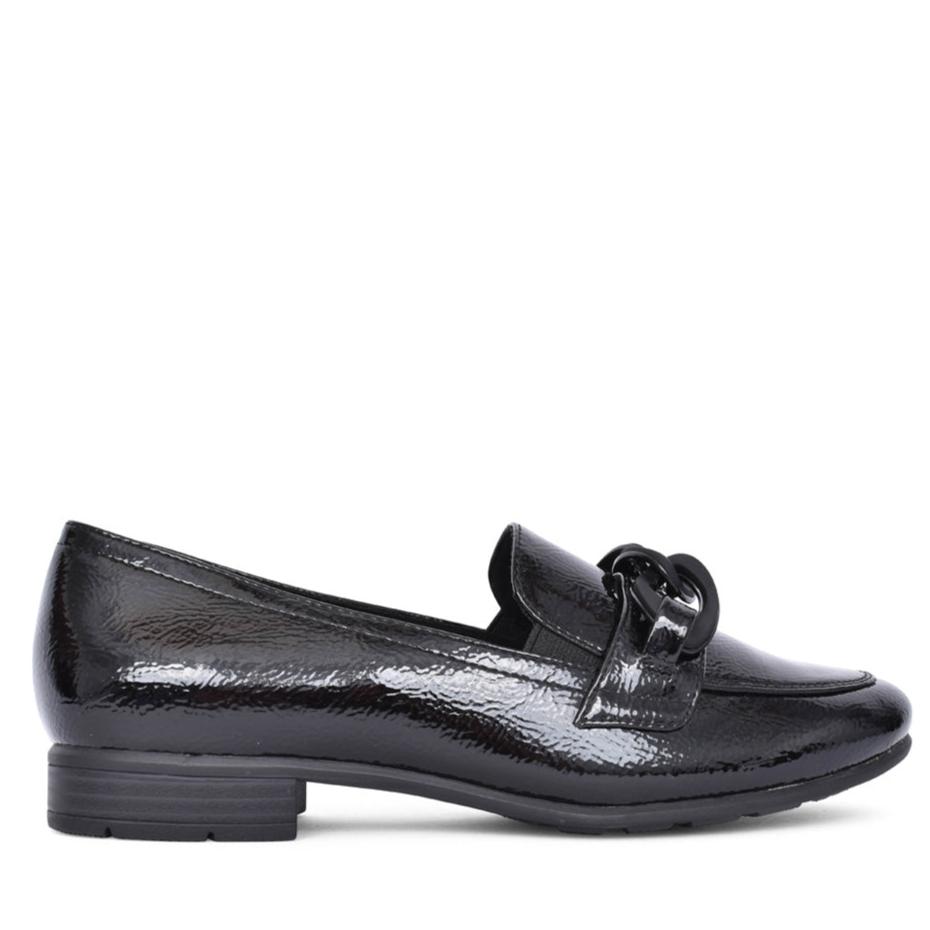 Jana 24260 BLACK Patent H fitting Slip On Shoe