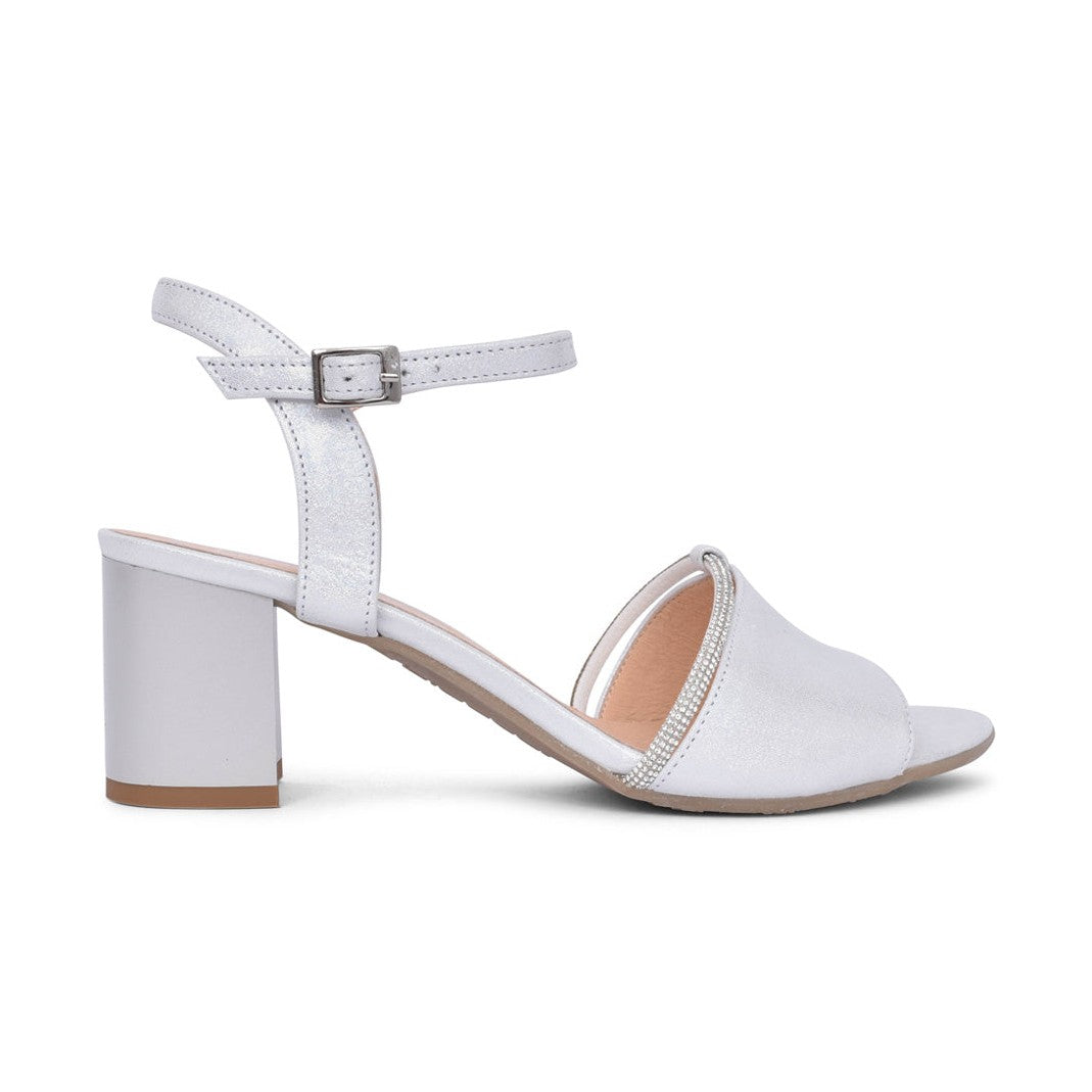 Bioeco 4040 Silver Wide Fitting Block Heel Dress Sandal 4040-2439-1661