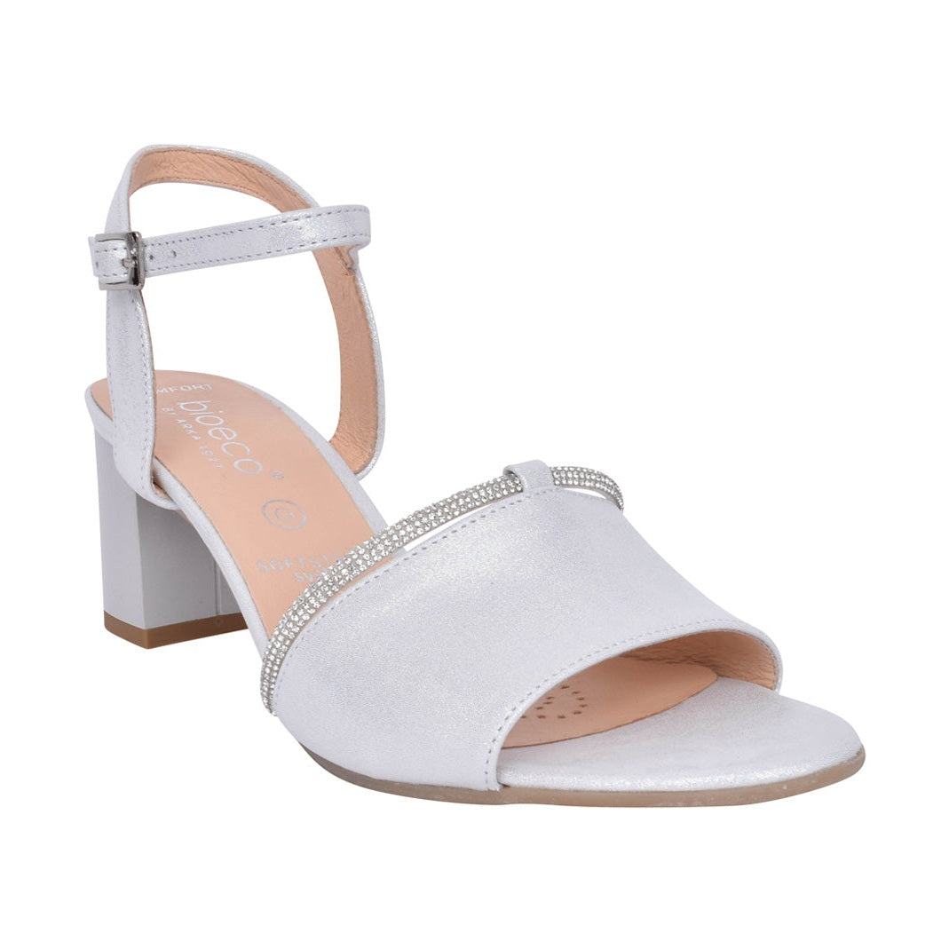 Bioeco 4040 Silver Wide Fitting Block Heel Dress Sandal 4040-2439-1661