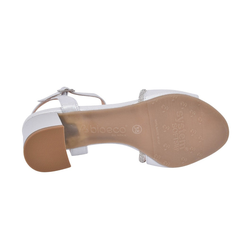 Bioeco 4040 Silver Wide Fitting Block Heel Dress Sandal 4040-2439-1661