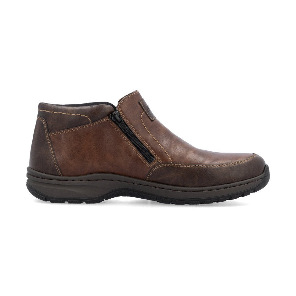 Rieker Men's Extra Wide Ankle Boot with double zips 03352-24 BROWN