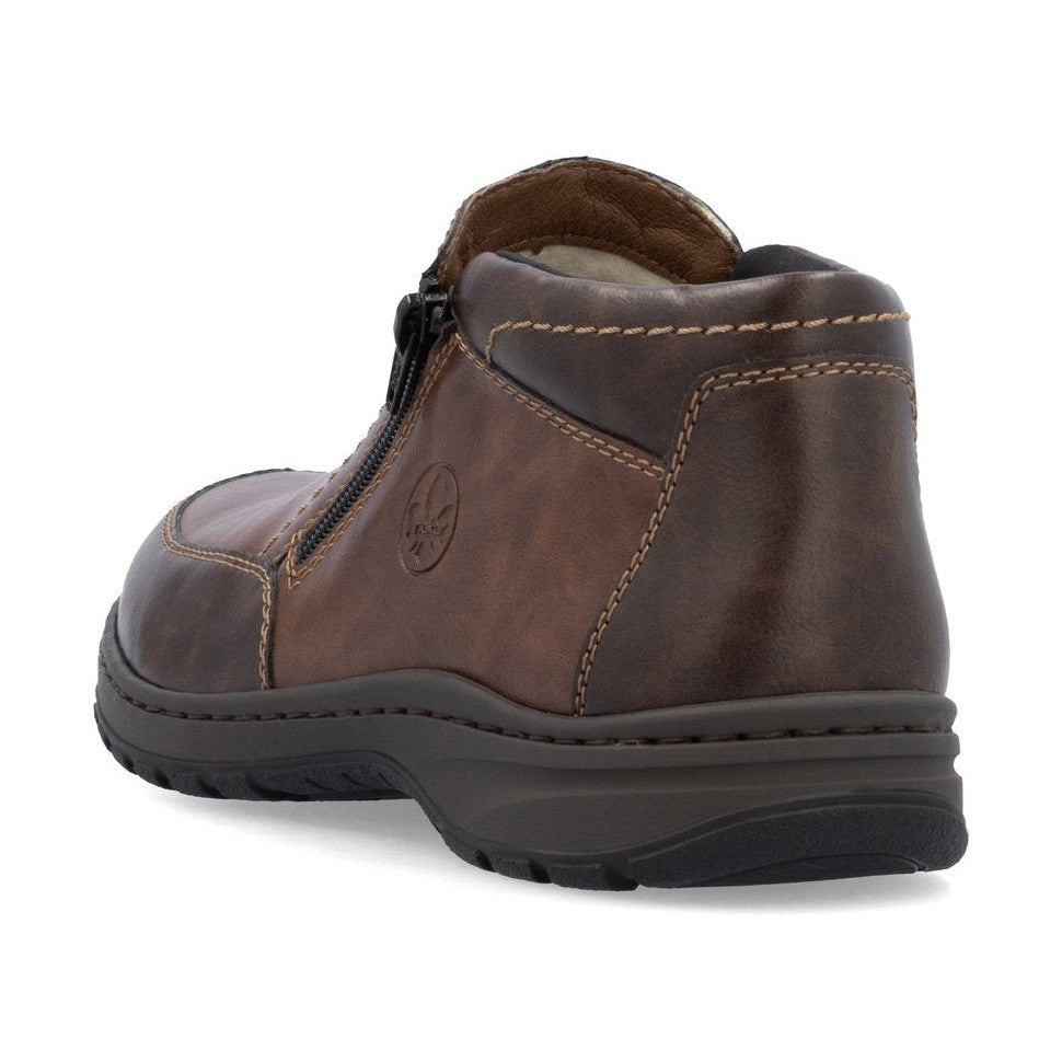 Rieker Men's Extra Wide Ankle Boot with double zips 03352-24 BROWN