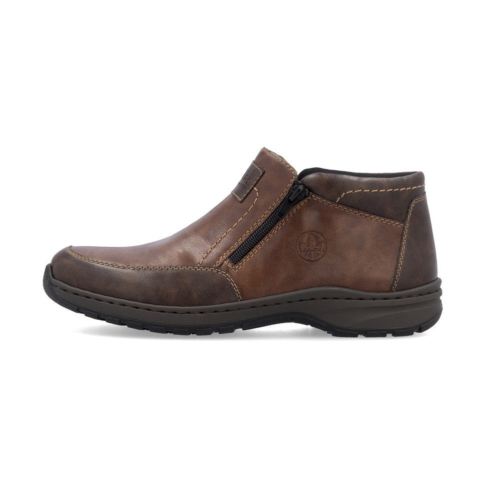 Rieker Men's Extra Wide Ankle Boot with double zips 03352-24 BROWN