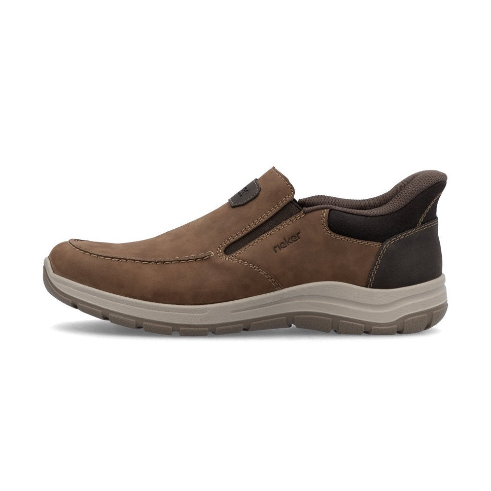 Rieker Men's Shoe- Casual Step-in Extra wide Shoe BROWN 03655-24