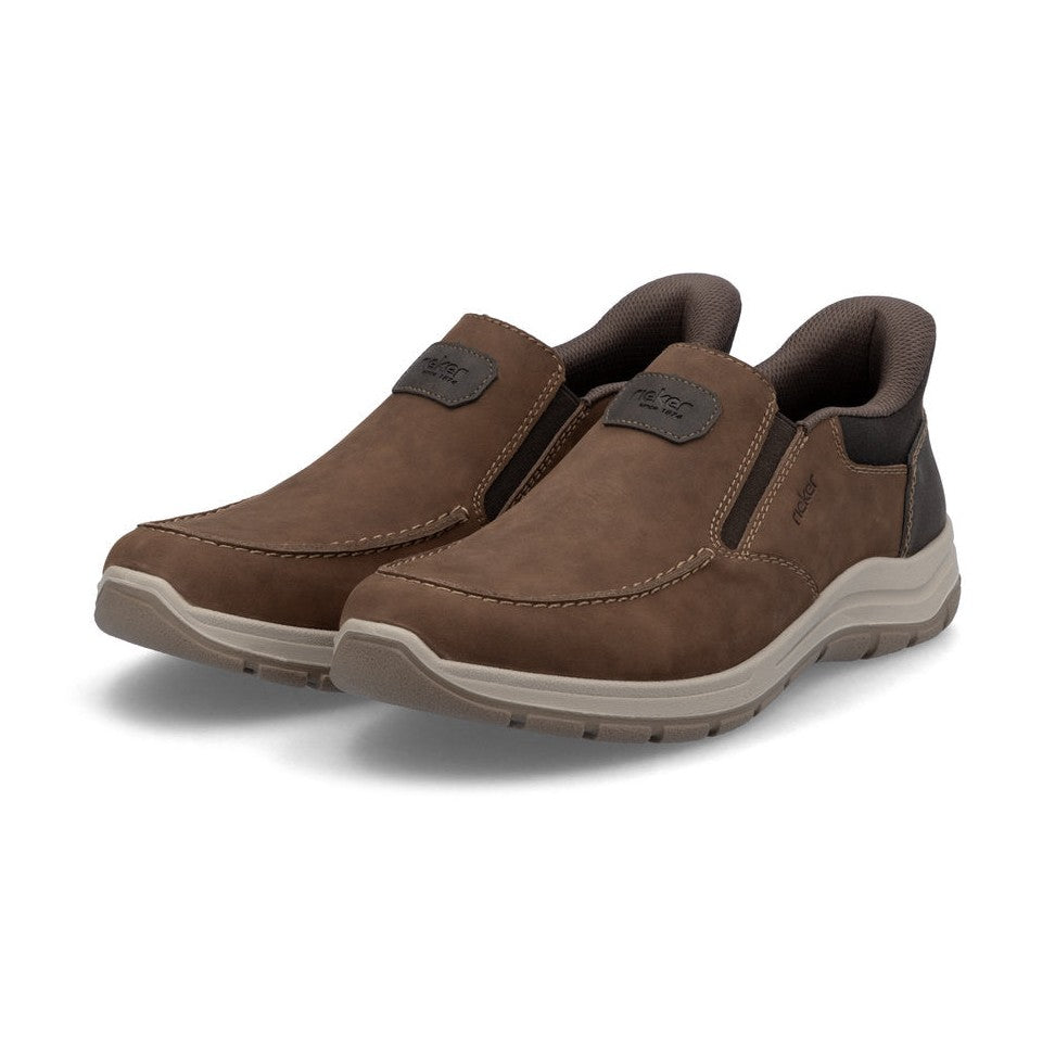 Rieker Men's Shoe- Casual Step-in Extra wide Shoe BROWN 03655-24