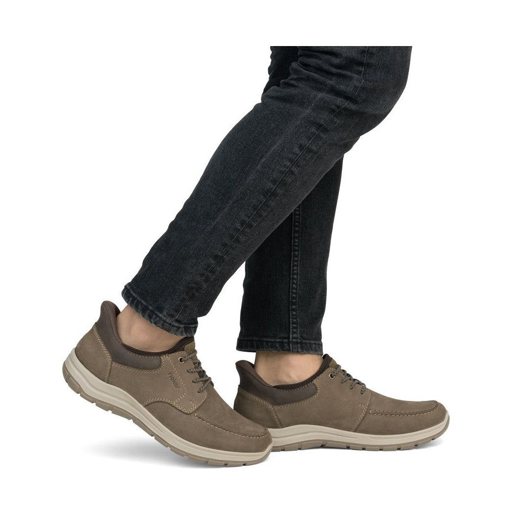 Rieker Ready2Go Men Shoe 03656-24 BROWN Extra wide slip-on with Elasticated Lace