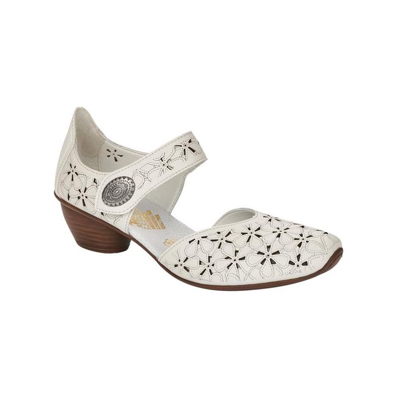 Rieker OFF WHITE Mary Jane Bar Low Heel Shoe 43786-80
