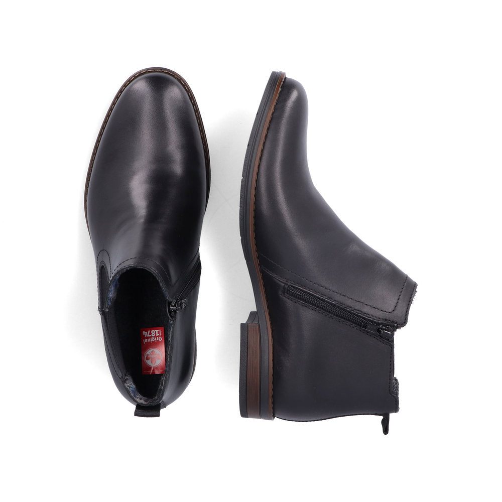 Rieker Men's Ankle boot with zip in leather BLACK 10374-00