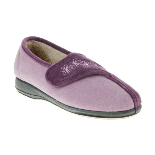 SLEEPERS Gemma Purple Wide Fitting Touch Fastening Slipper