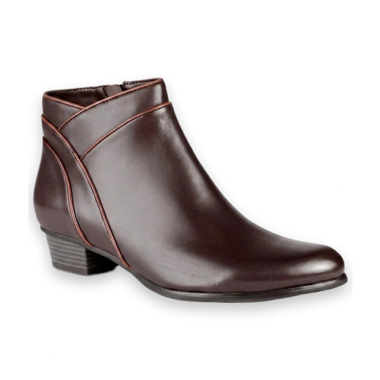 Regardez Le Ciel Stefany 399 BROWN Soft Leather Low Heel Zip Ankle Boot