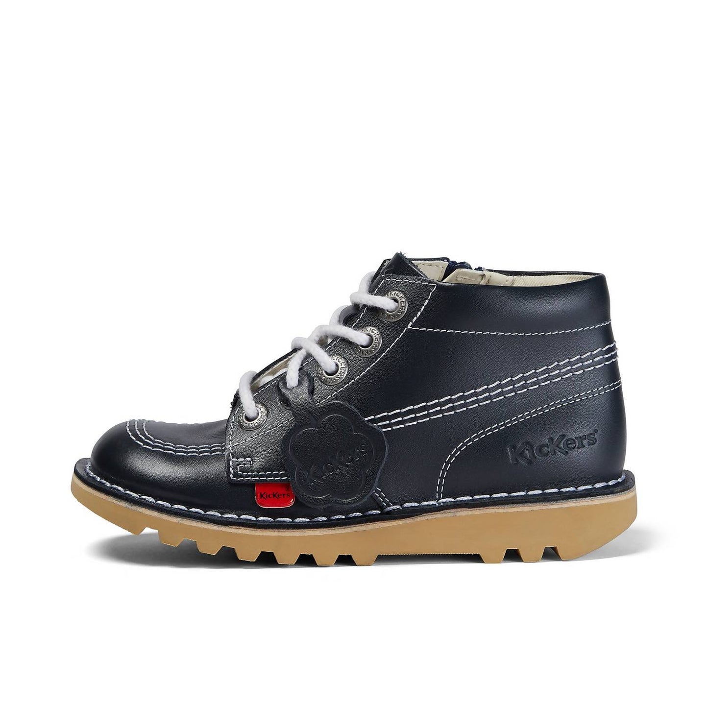 Kickers Kids Kick Hi Zip NAVY Leather Boots 115839