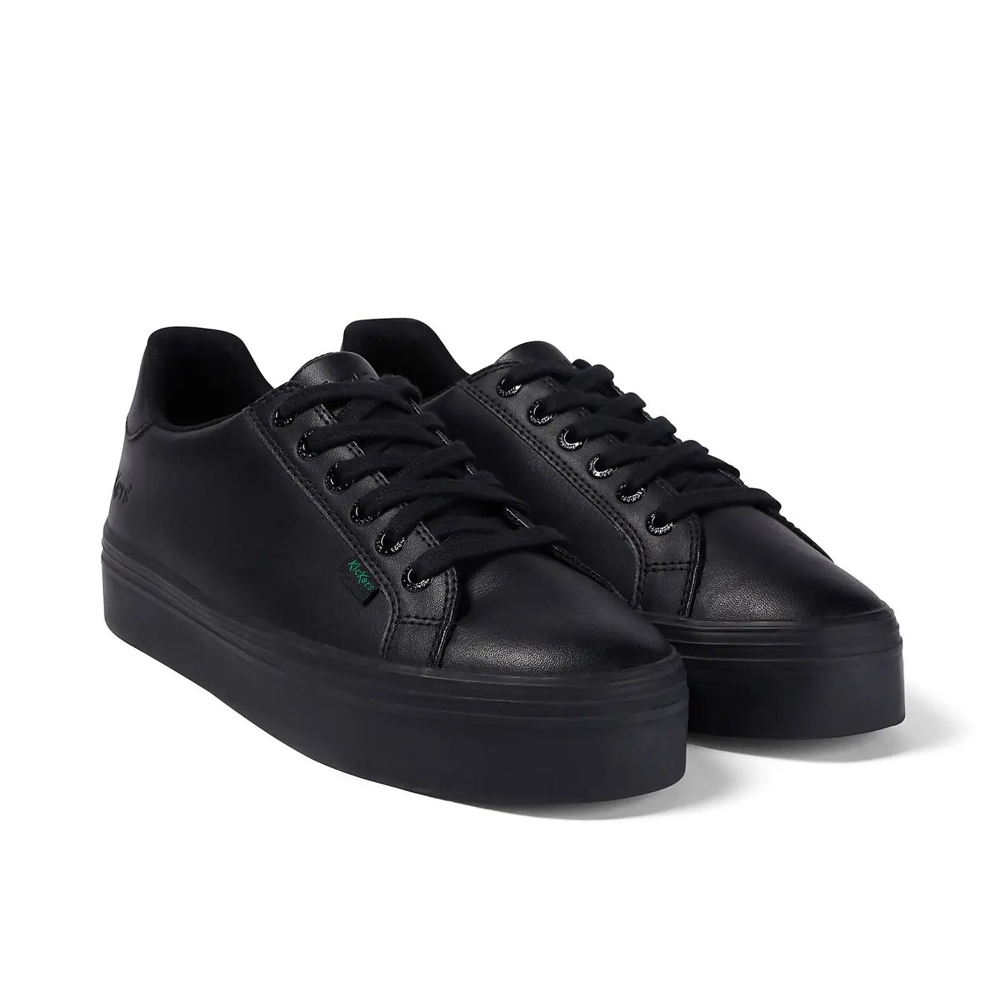 Kickers Tovni Stack BLACK Leather Lace Up Shoes