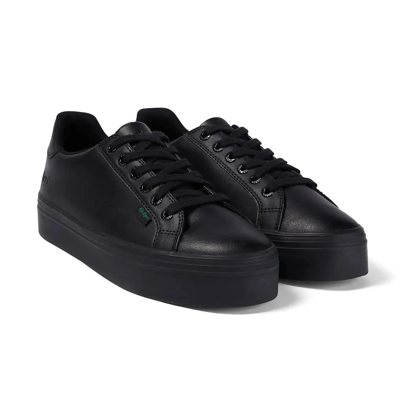 Kickers Tovni Stack BLACK Leather Lace Up Shoes