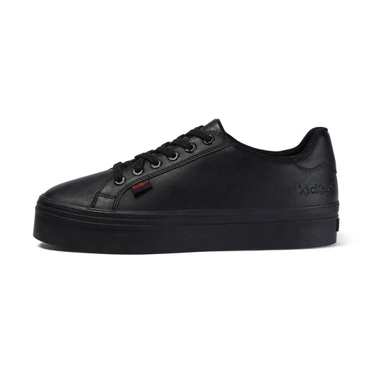 Kickers Tovni Stack BLACK Leather Lace Up Shoes