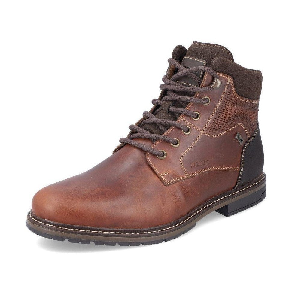 Rieker Men's Boot 13740 TAN Casual ankle boot with Lace and side zip 13740-24