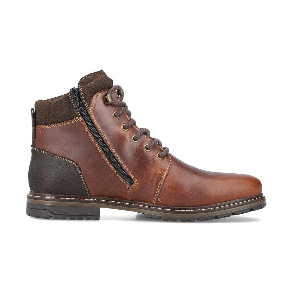 Rieker Men's Boot 13740 TAN Casual ankle boot with Lace and side zip 13740-24