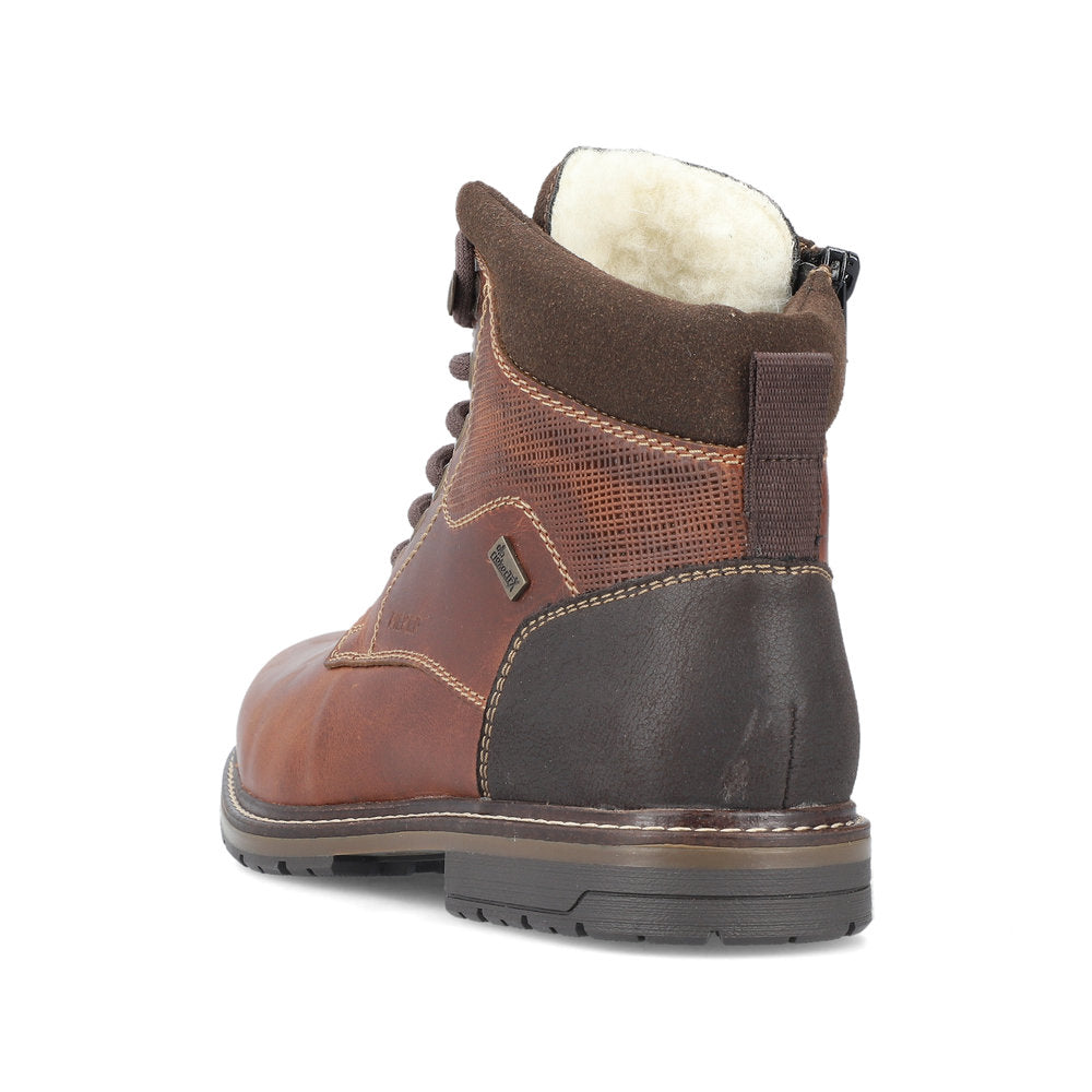 Rieker Men's lace-up ankle boot with zip 13740 brown