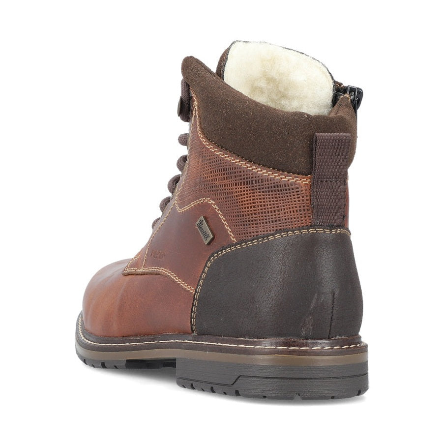 Rieker Men's Boot 13740 TAN Casual ankle boot with Lace and side zip 13740-24