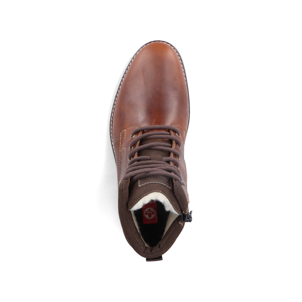 Rieker Men's lace-up ankle boot with zip 13740 brown