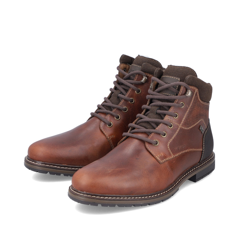 Rieker Men's lace-up ankle boot with zip 13740 brown