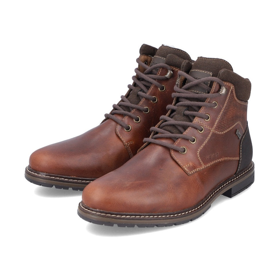 Rieker Men's Boot 13740 TAN Casual ankle boot with Lace and side zip 13740-24