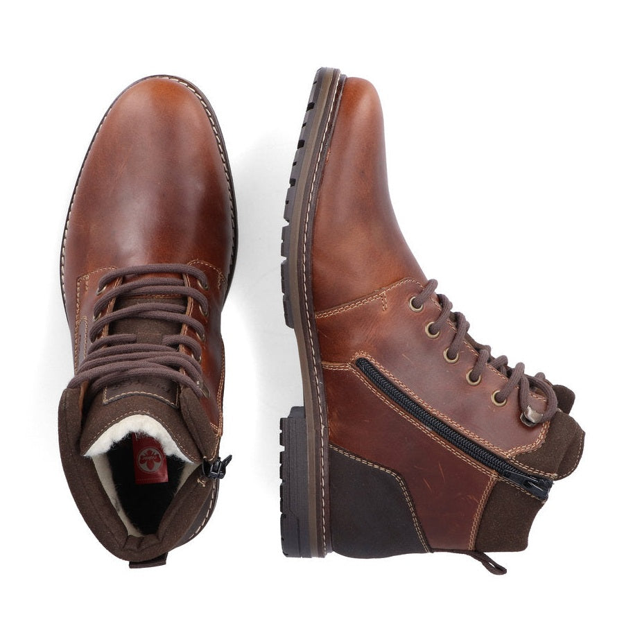 Rieker Men's Boot 13740 TAN Casual ankle boot with Lace and side zip 13740-24