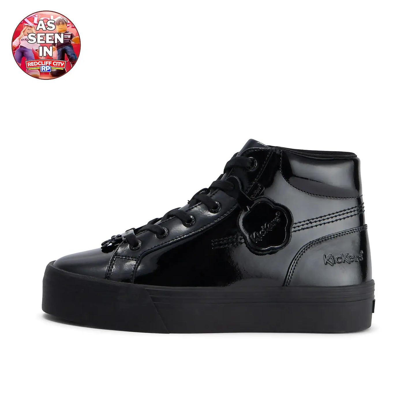 Kickers Tovni Hi Stack BLACK Patent leather Boots