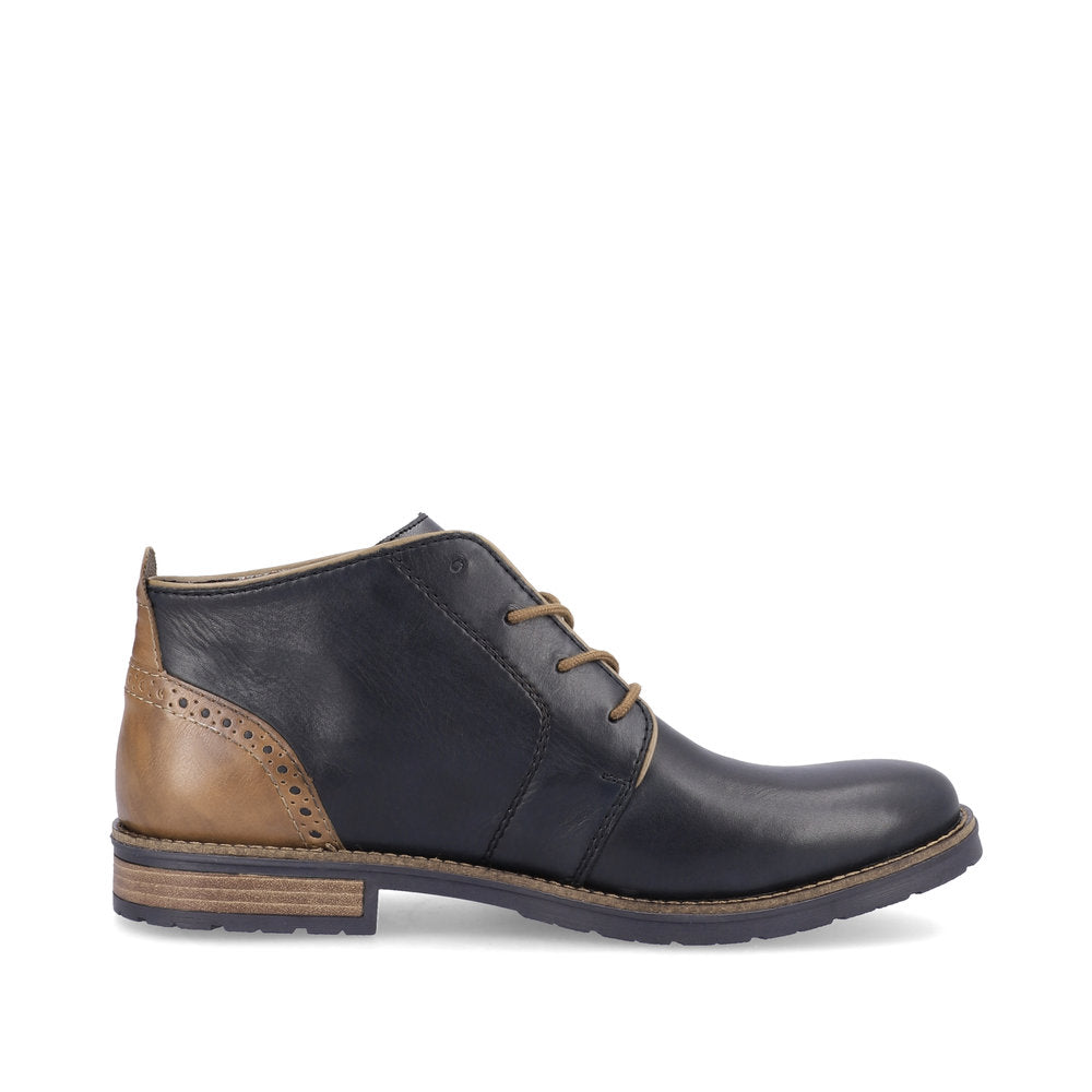 Rieker Men's Lace-up ankle boot Boot in leather 14605-14 NAVY