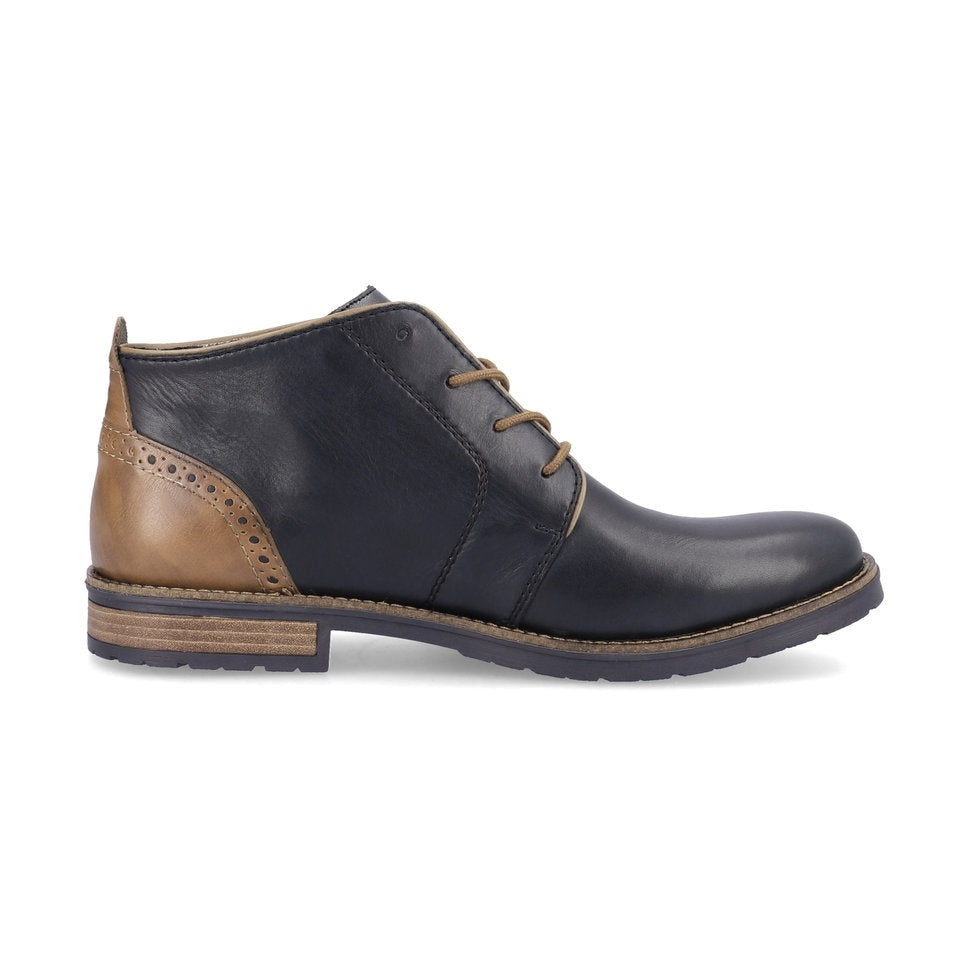 Rieker Men's Lace-up ankle boot Boot in leather 14605-14 NAVY
