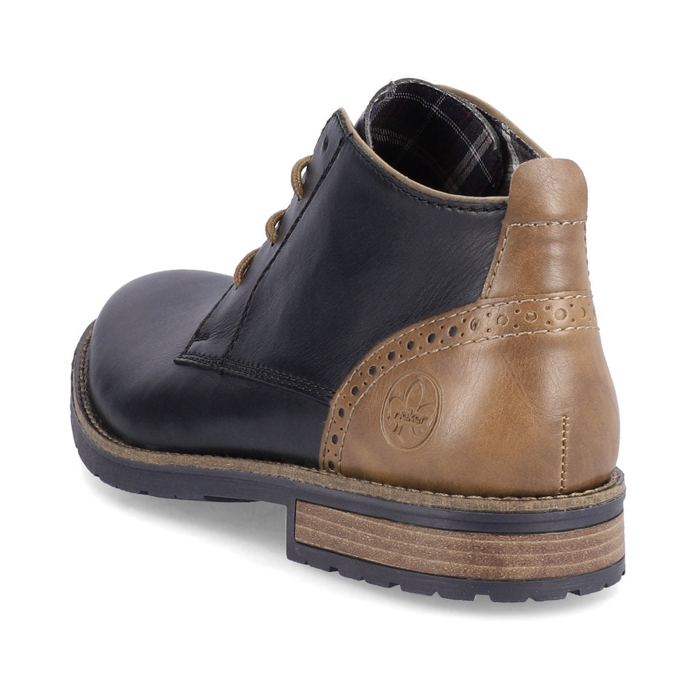 Rieker Men's Lace-up ankle boot Boot in leather 14605-14 NAVY