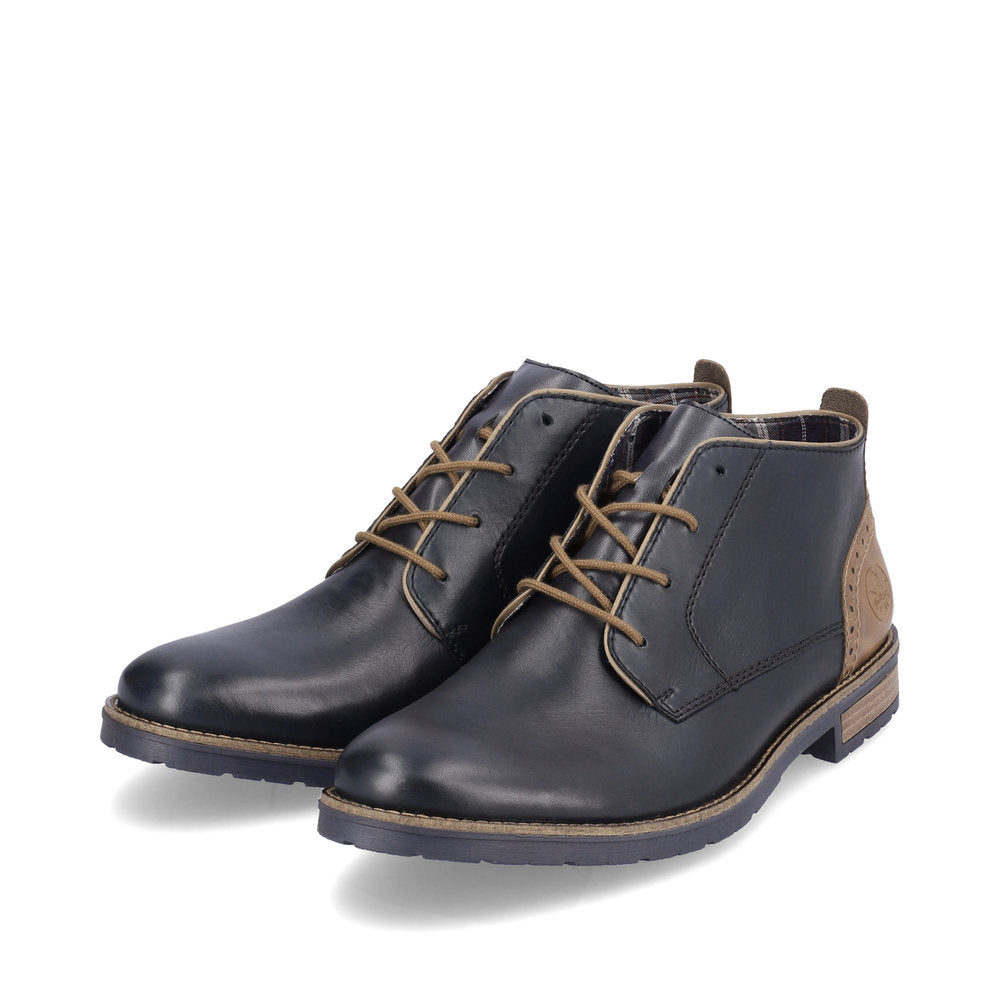 Rieker Men's Lace-up ankle boot Boot in leather 14605-14 NAVY