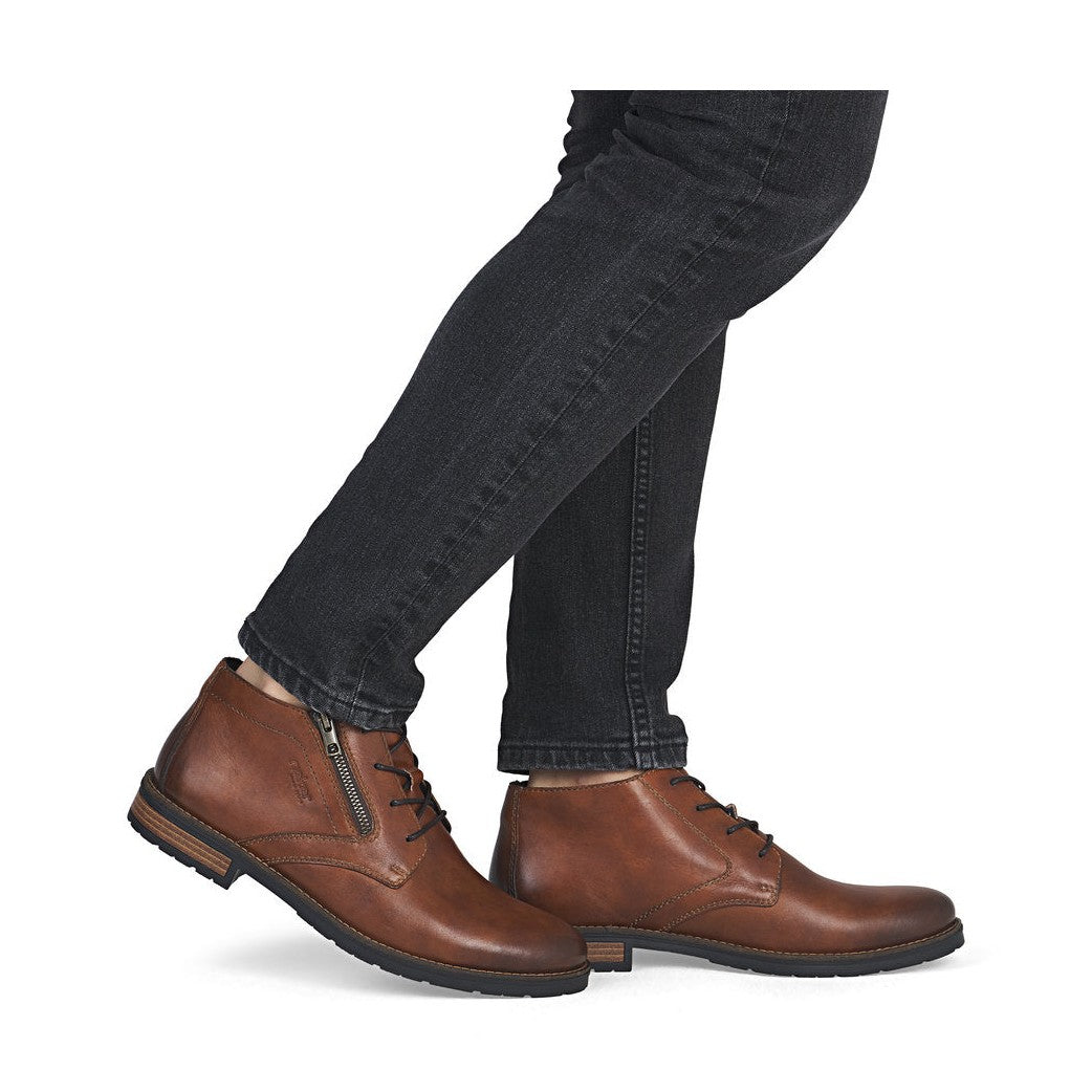 Rieker Men's Classic Leather Lace Up Boot 14609-24 BROWN