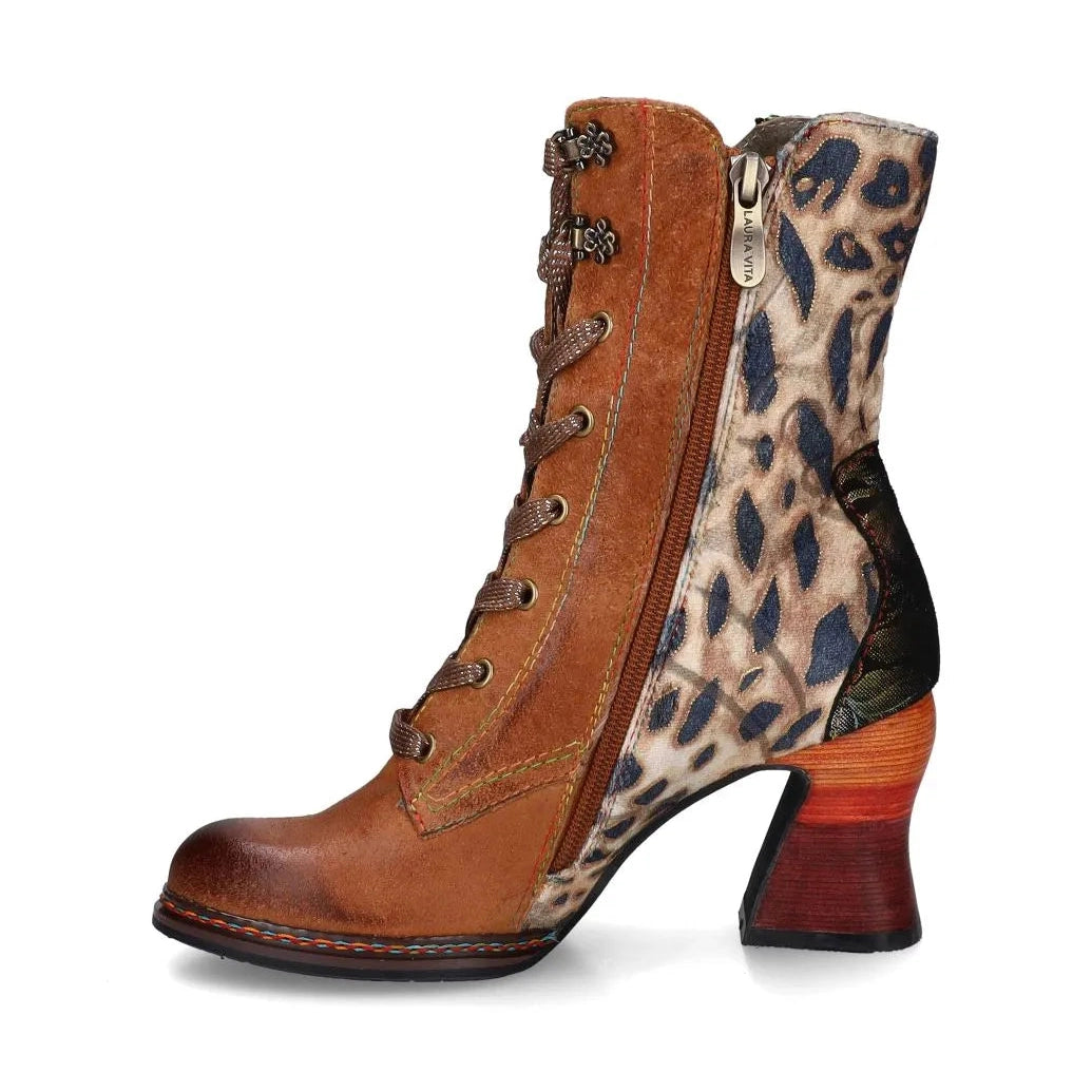 Laura Vita Eleao 42 Stunning CAMEL Leather Lace Boot With Zip ELEAO 42