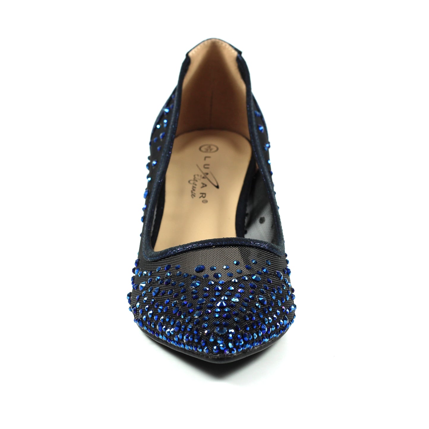 Lunar Alisha NAVY Kitten Heel Gemstone Court Shoe FLR559BL