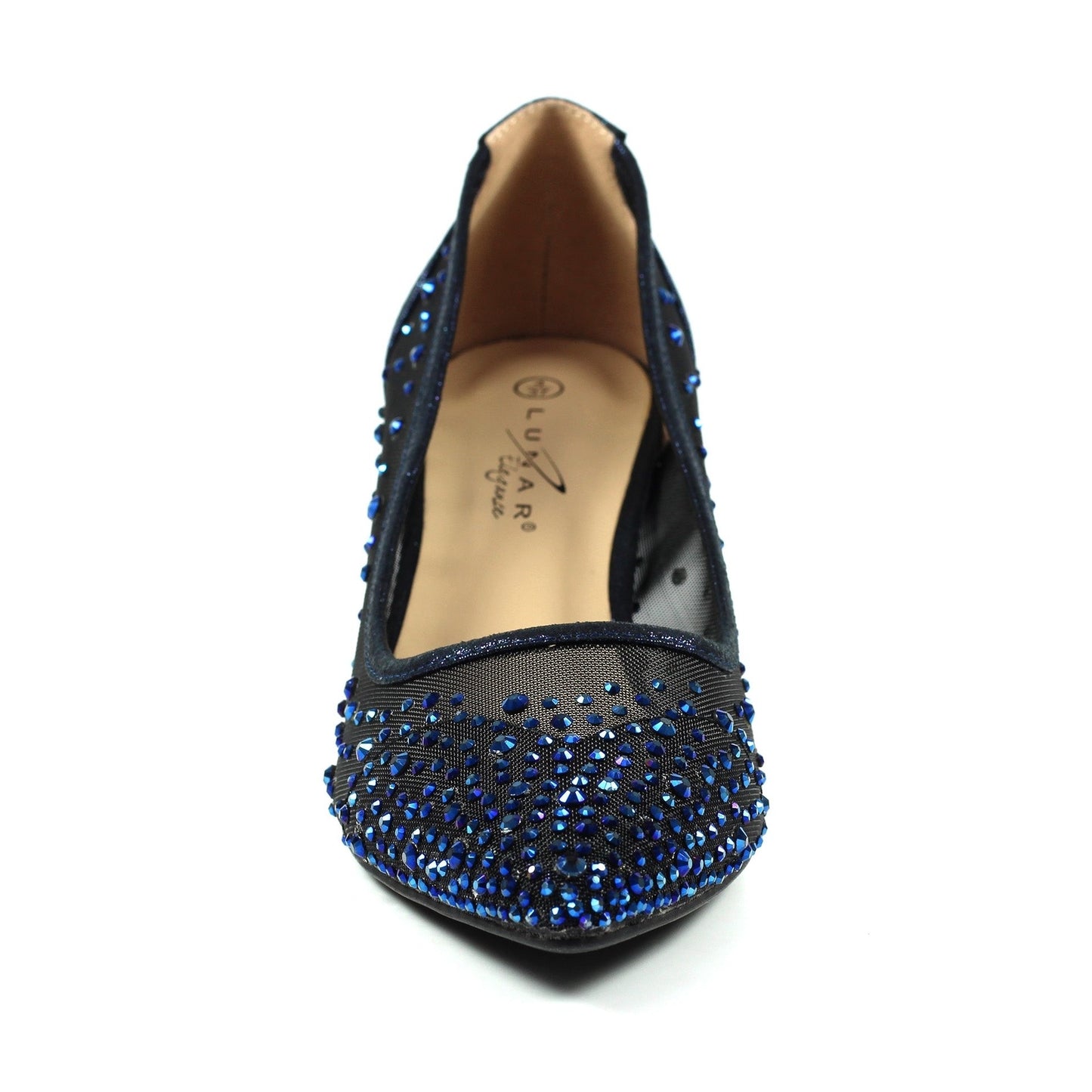 Lunar Alisha NAVY Kitten Heel Gemstone Court Shoe FLR559BL